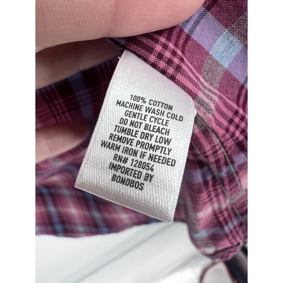 Bonobos Slim Fit Pink Plaid Long Sleeve Button Down Medium - Picture 4 of 4